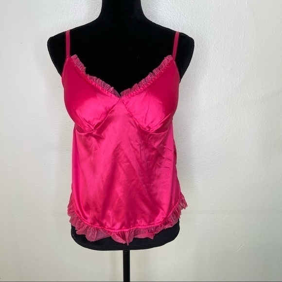 Victoria’s Secret Sexy Little Things Pink Silky Pajama Tank Top Open Back Medium - Picture 1 of 5